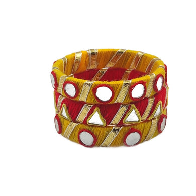 Artisanal Aura:A2 Fashion Red Yellow Handcrafted Bangles