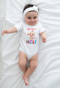 A2 Fashion- 'MY FIRST HOLI' Romper For Babies/Newborn