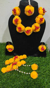 A2 Fashion Yellow Haldi Pompom Jewellery Set