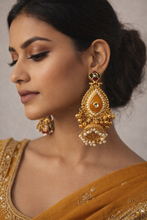 Load image into Gallery viewer, Kashmiri Gold Plated  Jhumka Earrings |  Traditional Gold Look Ethnic Brass Jewellery