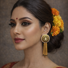 Load image into Gallery viewer, Gold plated Kundan Tassel Earrings