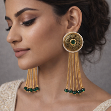 Load image into Gallery viewer, green gold plated ethnic earring