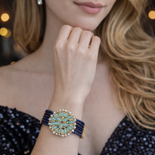 Load image into Gallery viewer, A2 Fashion Gold Plated Turquoise Blue Stones Bracelet With Blue Beads