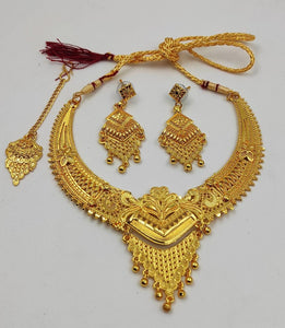 A2 Fashion Traditional Gold Plated Ethnic Wedding Necklace Jewellery Set