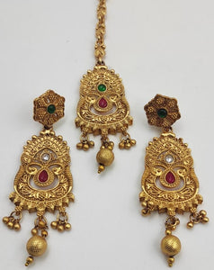 A2 Fashion Wedding Traditional Gold Plated Multicolour Stone Embellished Jewellery Set For Women