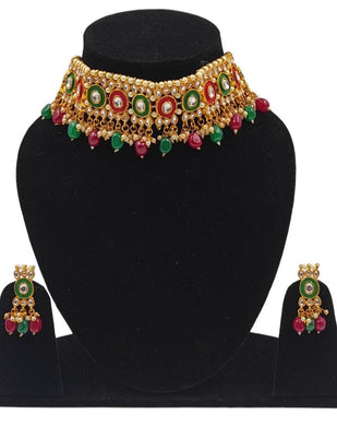 A2 Fashion Multicolour Meenakari Kundan Choker Set Jewellery set For Women And Girls