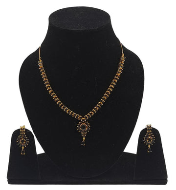 A2 Fashion Stone Studded Black Necklace And Earring Set For Women/Girls