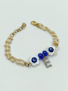 A2 Fashion'Name Initial' American Diamonds Evil Eye Bracelet Rakhi