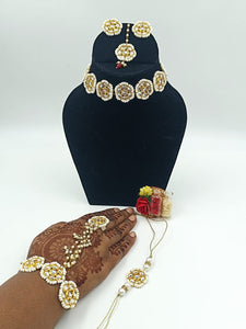 A2 Fashion Designer Kundan Bhai Bhabhi Kundan Rakhi Bracelet, jwellery Set Combo Hamper