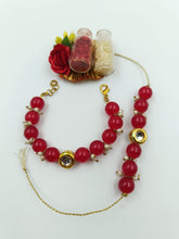 Load image into Gallery viewer, A2 Fashion Fancy Red Designer Beaded Couple Rakhi/Bhaiya Bhabhi Rakhi/Bracelet Rakhi