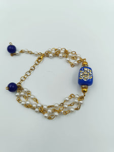 A2 Fashion Blue Beaded Stone Work Couple Rakhi/Bhaiya Bhabhi Rakhi/Bracelet Rakhi