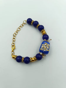 A2 Fashion Blue Beaded Stone Work Couple Rakhi/Bhaiya Bhabhi Rakhi/Bracelet Rakhi