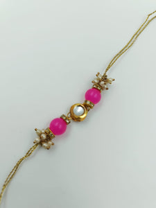 A2 Fashion Fancy Pink Designer Kundan Couple/Bhaiya Bhabhi Rakhi