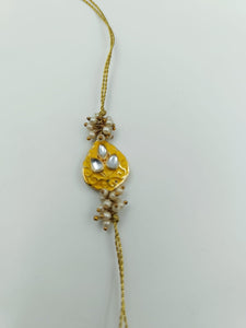 A2 Fashion Fancy yellow Designer Kundan Couple/Bhaiya Bhabhi Rakhi