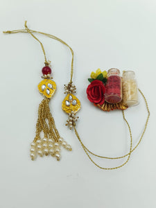 A2 Fashion Fancy yellow Designer Kundan Couple/Bhaiya Bhabhi Rakhi