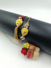 Load image into Gallery viewer, A2 Fashion Fancy yellow Designer Kundan Couple/Bhaiya Bhabhi Rakhi