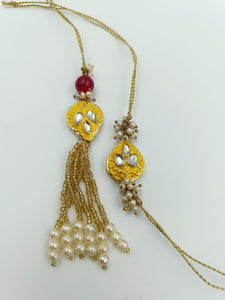 A2 Fashion Fancy yellow Designer Kundan Couple/Bhaiya Bhabhi Rakhi