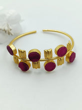 Load image into Gallery viewer, A2 Fashion Stylish Matt Gold Finish Natural Stones Adjustable Bracelet