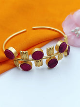 Load image into Gallery viewer, A2 Fashion Stylish Matt Gold Finish Natural Stones Adjustable Bracelet