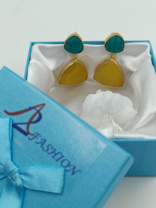 A2 Fashion Stylish Gold Plated Natural stones Earrings