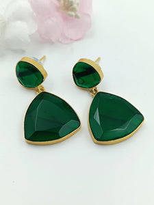 A2 Fashion Gold Plated Natural stones Green Fashion Earrings