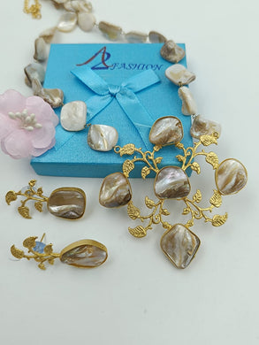 A2 Fashion Classic Natural Stones Long Necklace And Earrings Set