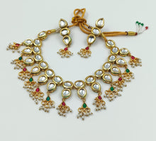 Load image into Gallery viewer, A2 Fashion Meena Work Kundan Necklace And Earrings Set