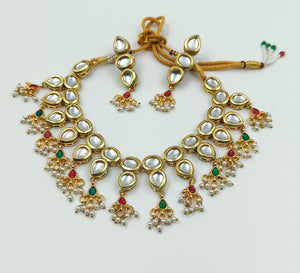 A2 Fashion Meena Work Kundan Necklace And Earrings Set