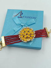 Load image into Gallery viewer, A2 Fashion Gold Plated Yellow Stones Bracelet With Red Beads