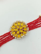 Load image into Gallery viewer, A2 Fashion Gold Plated Yellow Stones Bracelet With Red Beads