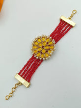 Load image into Gallery viewer, A2 Fashion Gold Plated Yellow Stones Bracelet With Red Beads