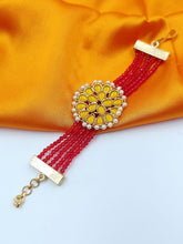 Load image into Gallery viewer, A2 Fashion Gold Plated Yellow Stones Bracelet With Red Beads