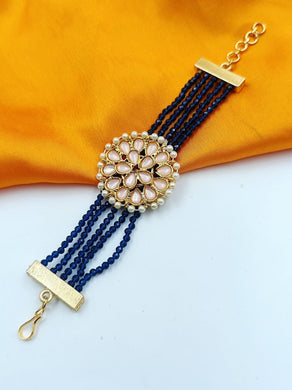 A2 Fashion Gold Plated Stones Bracelet With Blue Beads