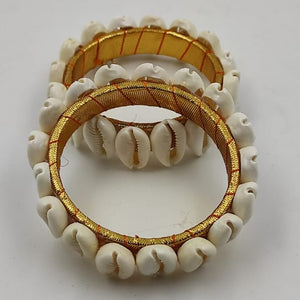 Bohemian Chic: A2 Fashion Handmade Kaudi Shell Bangles( Set Of 2 Bangles)