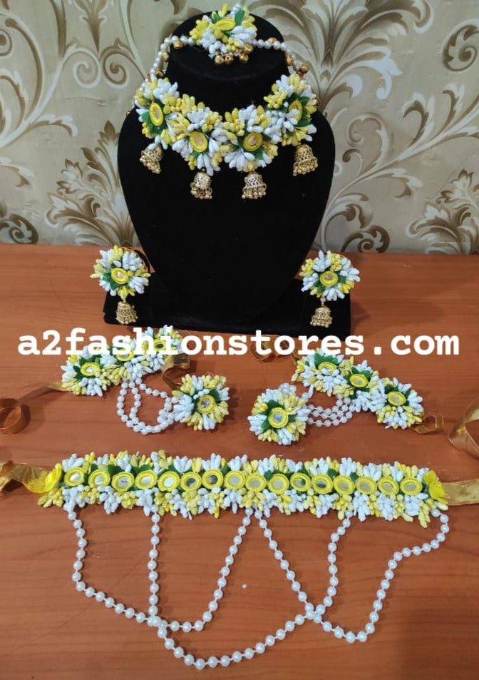 A2 Fashion Multicolour Bridal Artificial Flower Necklace,Earring