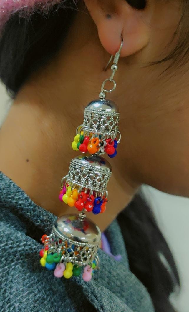 Alloy Sky Blue Beautiful Designer Indian Jhumki Earrings For Women & Girls  at Rs 475/pair in Mumbai