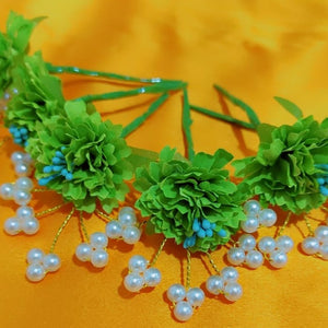 A2 Fashion Wedding/Party Green Floral Hair Accessories Set For Women And Girls