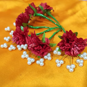 A2 Fashion Wedding/Party Red Floral Hair Accessories Set For Women And Girls