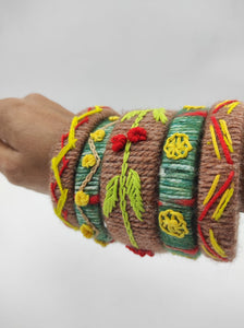 MAYA Multicoloured A2 Fashion Hand-Embroidered Bangle Set