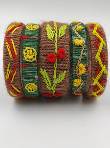 MAYA Multicoloured A2 Fashion Hand-Embroidered Bangle Set