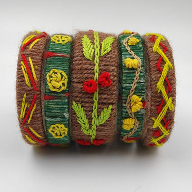 MAYA Multicoloured A2 Fashion Hand-Embroidered Bangle Set