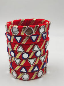 Scarlet Splendor:A2 Fashion Red Handcrafted Mirror Work Bangles