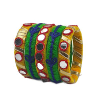 Load image into Gallery viewer, Stitched Splendor: A2 Fashion Handcrafted Embroidered Bangles