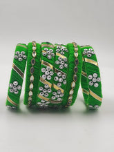 Load image into Gallery viewer, Artisan&#39;s Gem: A2 Fashion Green Handcrafted Stone Bangles