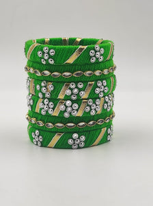 Artisan's Gem: A2 Fashion Green Handcrafted Stone Bangles