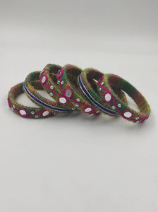 Rainbow Radiance: A2 Fashion Handcrafted Multicolor Mirror Work Bangles