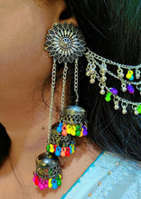 Load image into Gallery viewer, A2 Fashion Multi Layer Party Wear Oxidized Silver Jhumka Earrings For Girls