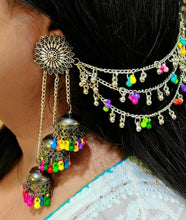 Load image into Gallery viewer, A2 Fashion Multi Layer Party Wear Oxidized Silver Jhumka Earrings For Girls