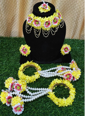 A2 Fashion Yellow Flower Jwellery With Kalire Bangles