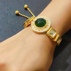 A2 Fashion Green  Kundan  Bracelet